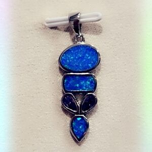 Amethyst & Blue Fire Opal Sterling Pendant